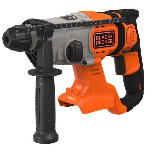 Ciocan combinat cu acumulator Black+Decker 18V SDS-plus (1,2 Joule, pentru gaurire eficienta, gaurire cu percutie si lucrari usoare de daltuire, lampa de lucru cu LED, 1x burghiu de 6 mm, livrare fara baterie si incarcator) BCD900B