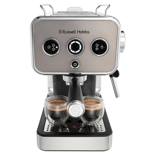 Espressor Russell Hobbs Portafilter Machine Distinction Otel inoxidabil Titan 15 bari insertie 1 si 2 cani tampoane ESE autom Doza si omul Optiune bag