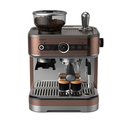Espressor semi-automat Philips Barista Brew - buton espresso simplu si dublu + americano, recipient dublu de boabe de 280 g, ghidare intuitiva, tamponare calibrata (PSA3228/41)