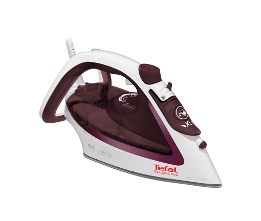 Fier de calcat cu abur Tefal FV5716 Easygliss Plus | 190 g/min explozie de abur | Abur vertical | Deschidere de umplere cu apa XL | raft stabil | Talpa Durilium AirGlide | Alb/Bordeaux