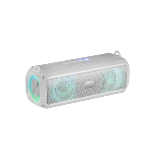 Mars Gaming MSB-XT, difuzor portabil + soundbar 2 in 1, iluminare RGB dinamica, sistem de sunet de 20 W cu 4 drivere, difuzor Bluetooth 5.3 + radio AUX/MicroSD/USB/FM, ALB