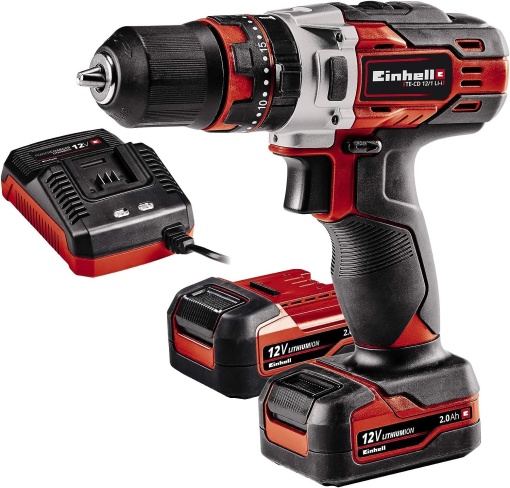 Masina de gaurit combinata cu acumulator Einhell TE-CD 12/1 Li-i (2x2.0Ah) (Li-Ion, 12 V, 22 niveluri de cuplu, cutie de viteze cu 2 trepte, incl. functie de gaurire cu percutie, LED, . 2x baterie de 2.0Ah si incarcator de 45 min.)