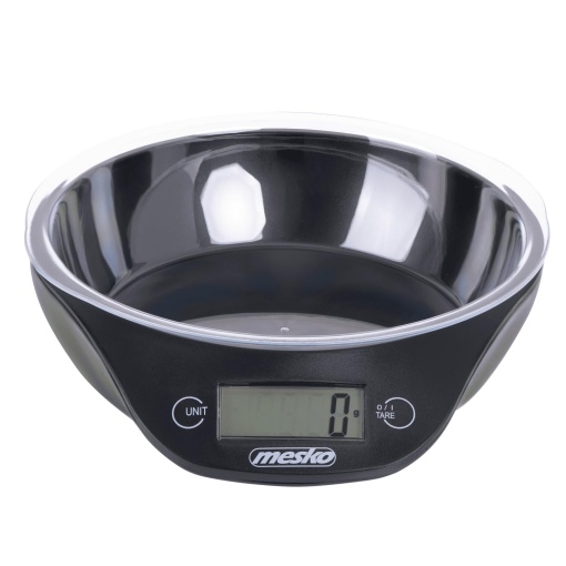 Mesko MS3164 Cantar de bucatarie digital cu bol 0.7 L, greutate maxima 5 kg/ 11 lb, afisaj LCD mare, cantar digital, precizie ridicata pana la 1g, functie tara, parcare automata, negru