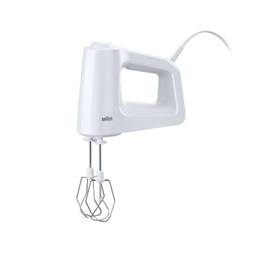 Mixer de mana Braun MultiMix 3 HM 3000 - Mixer de mana cu 5 setari de viteza si functie turbo, incl. tel si carlig de aluat, 450 wati, alb