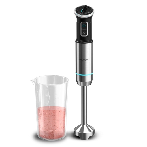 Mixer de mana Cecotec Power Neutron 1100MAX. 1100W putere maxima, 4 lame cu acoperire din titan, viteza reglabila, functie turbo, picior XL, inclusiv ceasca de 800 ml