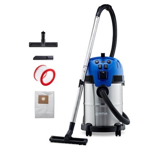 Nilfisk Multi II 30L T Aspirator uscat umed cu priza - Aspirator pentru atelier, casa, gradina si masina (1400 W)