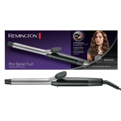 Ondulator Remington Ondulator Bucle mici [19mm] Pro Sprial Curl (4x protectie, acoperire antistatica cu turmalina ceramica) -Afisaj digital pana la 210degC, cu clema, inele stranse si definite, CI5519