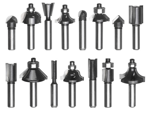 Original Einhell 15 buc. Set de freze (potrivite pentru routere electrice, 15 bucati, diametru tija 8 mm, in carcasa de lemn)