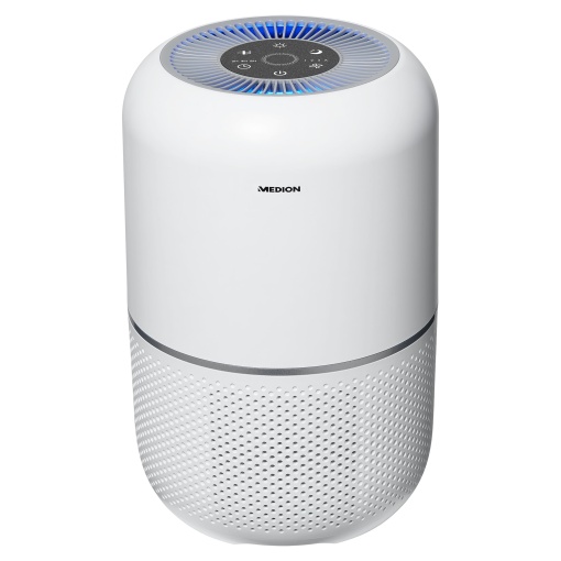 Purificator de aer MEDION cu filtru HEPA (H13) (reduce impuritatile, aerosolii, polenul, praful, parul animalelor de companie, pana la 34 m2, temporizator si functie de repaus, afisaj al calitatii aerului, tactil, 35 wati, MD 19778)