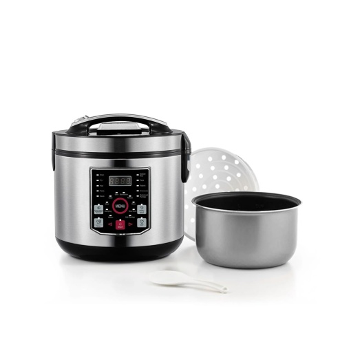 Robot de bucatarie multifunctional Avilia cu 20 de programe - multicooker 5 l, afisaj LED, control digital, ideal pentru iaurt, orez, terci si alte alimente, otel inoxidabil, 930 W + lingura gratuita