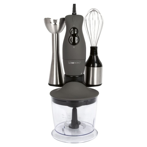 Set blender de mana Clatronic(r) | Blender, blender, tocator din otel inoxidabil | 400 wati | 2 setari de viteza | Feliator de alimente | Ulcior blender | Tel | Tocator multiplu | SMS 3777