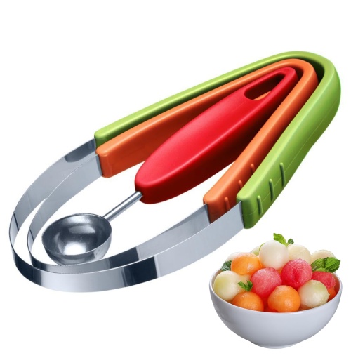 Set de taietor de fructe Westmark din 3 piese - Taietoare practice cu bucle si linguri goale pentru avocado pepene galben kiwi sau alte fructe si legu