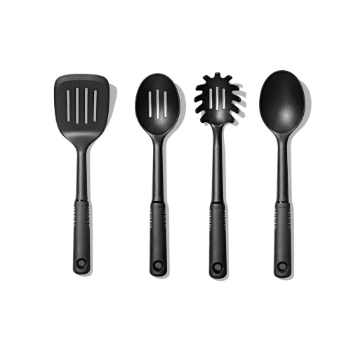 Set ustensile de bucatarie OXO Good Grips Nylon 4 piese rezistent la caldura sigur pentru vase antiaderente