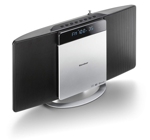 Sistem compact Karcher MC 6580D cu CD player sistem stereo vertical Bluetooth si ceas cu alarma radio FM si DAB memorie post redare MP3 prin USB negru
