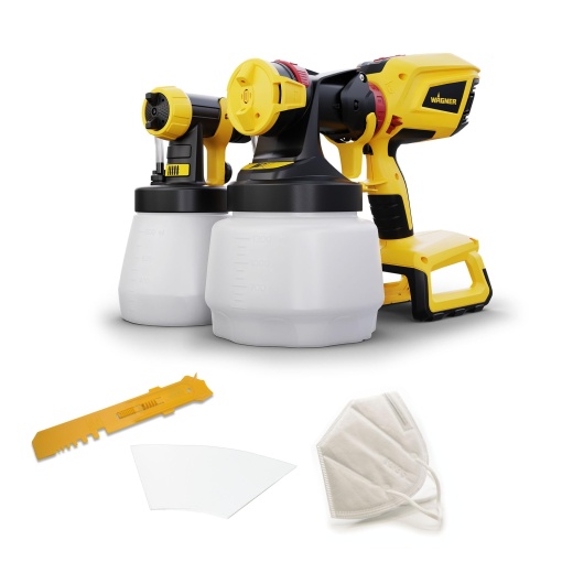 Sistem de pulverizare a vopselei fara fir WAGNER W 600 FLEXiO 18V (bateria si incarcatorul nu sunt incluse) pentru vopsele, lacuri si glazuri de perete si latex, recipiente 1300 ml + 800 ml