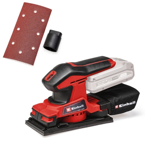 Slefuitor orbital fara fir Einhell TC-OS 18/187 Li Solo Power X-Change (litiu-ion, micro-velcro, suprafete de prindere cu prindere moale, incl. 1x smirghel, fara baterie si incarcator), rosu
