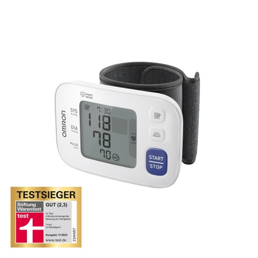 Tensiometru automat la incheietura mainii OMRON RS4, castigator al testului Stiftung Warentest 11/2023, validat clinic, cu memorie, senzor de pozitionare pentru masurare precisa, verificarea potrivirii mansetei