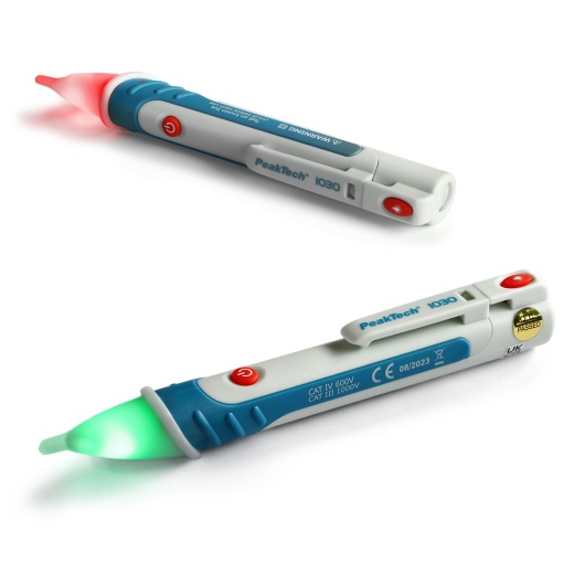Tester de tensiune PeakTech 1030 AC fara contact [+ lampa de semnal LED si vibratii] Interval de functionare 50-1000 V AC, localizator de linie, linie mai fina, tester de faza, tester de curent, cautator de cabluri, 157x26mm