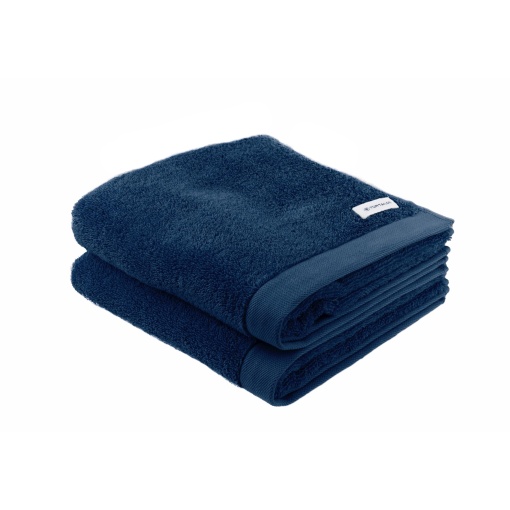 TOM TAILOR Prosop, set de 2, 50 x 100 cm, 100% bumbac/carpa terry, cu cuier si eticheta cu logo, PROSOP DE BAIE COLOR Albastru (Bleumarin inchis)
