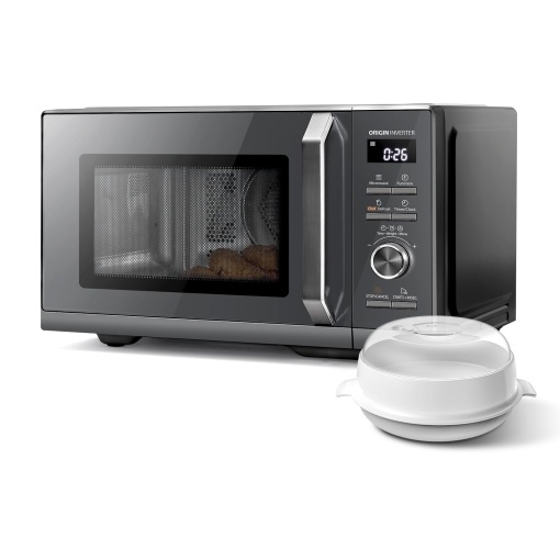 Toshiba MW3-AC26SFI(MG) Cuptor cu microunde cu gratar si aer cald Cuptor cu microunde 6 in 1 cu abur 26L 900W Invertor de origine, Dezghetare bucatar, Convectie, Combi., Abur, Gratar, Prajire cu aer Meniu automat, Gri