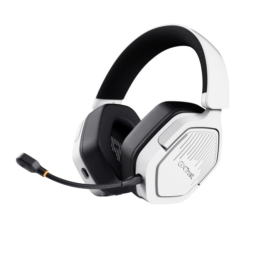 Trust GXT 1493W Casti pentru jocuri Ravox fara fir Bluetooth + 2.4GHz pentru PS5 PS4 Switch PC Mobil, driver de 50 mm, durata de viata a bateriei 70H, casti over-ear Bluetooth fara fir cu microfon, alb