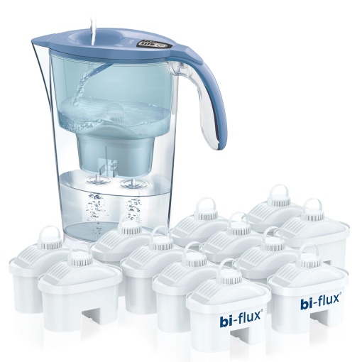 Ulcior filtrant LAICA Stream Line - 2,3 L - albastru - 13 filtre bi-flux incluse, pastreaza sarurile minerale si reduce substantele nedorite, temporizator digital, siguranta Made in Italy