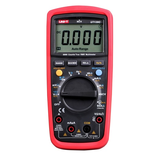 UNI-T UT139C CAT III 600V UT139 Series Multimetru digital True RMS cu frecventa, NCV, rezistenta, tensiune, masurare a temperaturii, rosu / gri