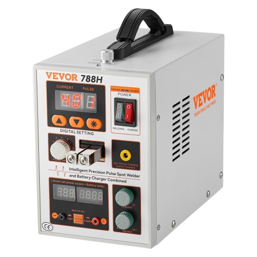 Aparat de sudat cu fir VEVOR, sudor cu puncte cu impulsuri 788H si incarcator de baterii, sudor portabil cu acumulator pentru sarcini grele cu 2 moduri de sudare si iluminare LED pentru nichel pur de 0,15 mm, 18650 14500 Acc