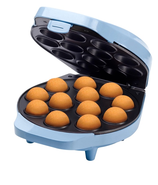 Aparat vafe Bestron pentru Cake-Pop's in design retro, Cake-Pop-Maker incl. Cake-Pop-Butler, furculita si 12 Cake-Pop-Sticks, cu acoperire antiaderenta, 700 W, Culoare: Albastru