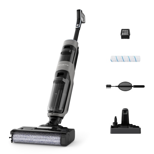 Aspirator umed si uscat fara fir Rowenta X-Clean 4, functie de autocuratare, aspirator umed uscat 50min de functionare, detectare automata a murdariei, aspirator umed cu afisaj LED inteligent, gri GZ5036WO