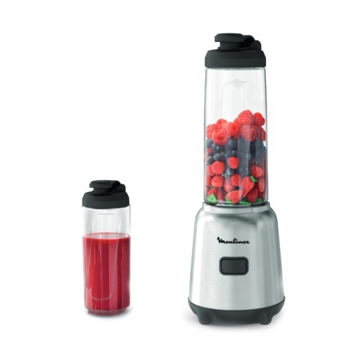 Blender Moulinex Mix Move 300 W capacitate totala 08 l capacitate neta 06 l 2 sticle Tritan compact ergonomic lame detasabile LM15FD10 metal