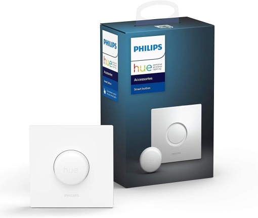 Buton inteligent Philips Hue pentru sisteme de iluminat Hue, variator inteligent pentru controlul luminilor, intrerupator de lumina wireless fara instalare, alb