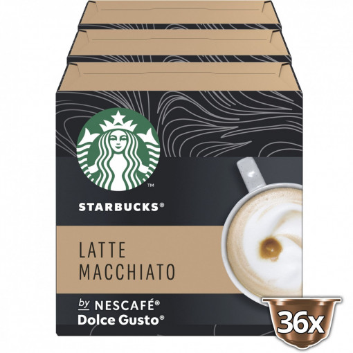 Capsule cafea Starbucks Latte Macchiato by Nescafé Dolce Gusto, 3 x 12 capsule, 387g