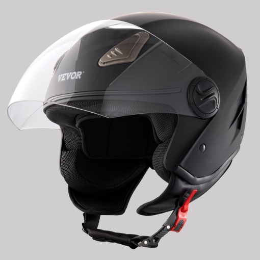 Casti de motocicleta VEVOR Casti de motocross 3/4 dimensiune XL, Casti ABS cu comunicare Bluetooth si lentile interschimbabile, Casca de motocross confortabila aprobata ECE, pentru adolescenti si adulti Negru