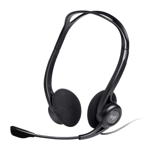 Casti Logitech 960, Casti stereo, Microfon reglabil cu reducere a zgomotului, Control volum incorporat, Dezactivare sunet, Port USB, Cablu de 2,4 m, PC/Mac/Laptop - Negru