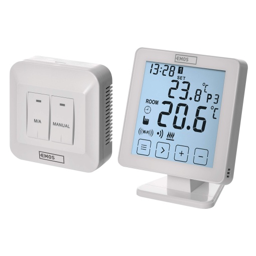 EMOS P5623 Termostat de camera WiFi/Termostat inteligent programabil pentru incalzire, sisteme de incalzire, sisteme de incalzire si racire a apei/Controler de temperatura a camerei cu control prin aplicatie Ios/Android, 15 x 96 x 96 mm