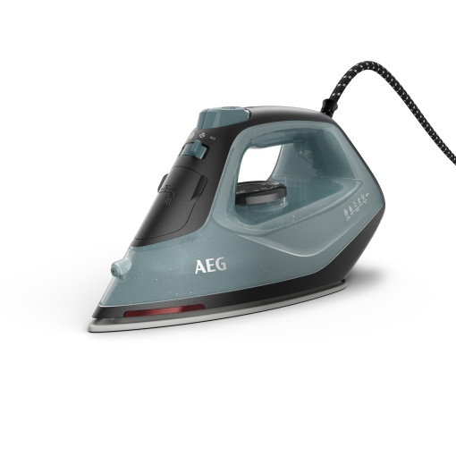 Fier de calcat cu abur AEG SI5-2-6OG / 2400W / Amplificare verticala variabila cu abur / Pulverizare fina / Plastic reciclat 24% / Indicator de caldura reziduala / Cablu de 2 m / Sistem rotativ la 180deg / Anticalcar / Talpa ceramica / Verde-gri