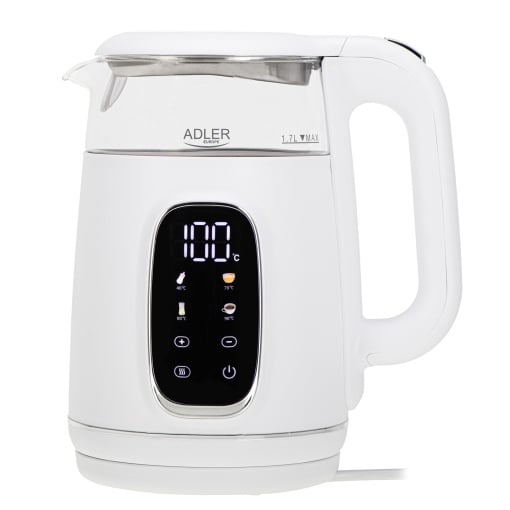 Fierbator Adler cu setare a temperaturii 2200W - Ceainic de apa 1.7L cu afisaj LED si panou tactil - 5 programe de temperatura - cu functie de mentinere la cald - Ceainic cu filtru