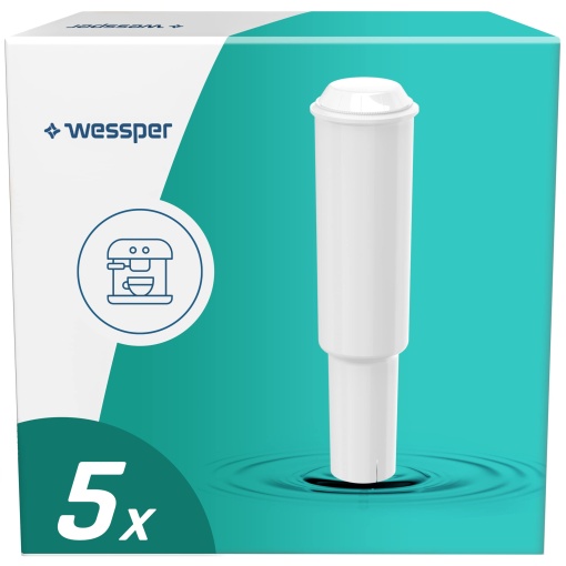 Filtru de apa Wessper pentru aparat de cafea complet automat, filtru alb aqua pentru aparat de cafea, compatibil cu Jura Impressa C5, C9, F5, F70, S70, One Touch - pachet de 5