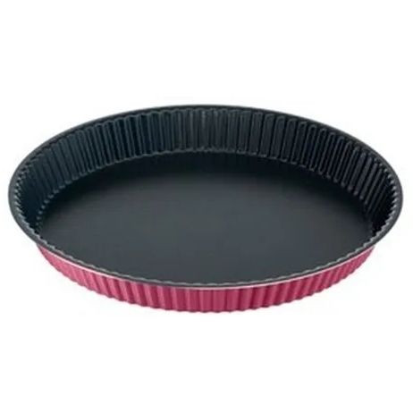 Formă pentru tarte rotundă Tefal J5558302, D27,(L x l x Î) 27 cm x 27 cm x 3,5, Suprafață antiaderentă, Material: Aluminiu, Culoare: Negru / Roz