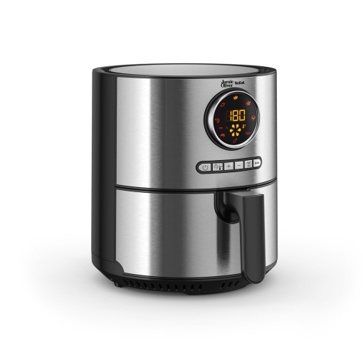 Friteuza cu aer Jamie Oliver by Tefal Ultra Fry, 1630 W, capacitate XL (4,2 L), setarea temperaturii de la 80 degC la 200 degC, afisaj tactil, 8 programe automate, otel inoxidabil, EY11JD10