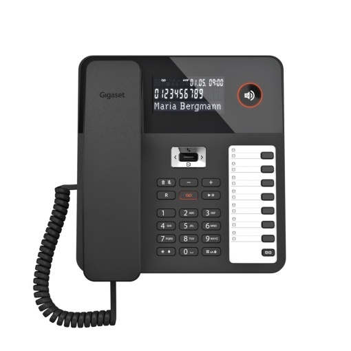 Gigaset Desk 800A - Telefon cu fir cu robot telefonic - afisaj LCD cu trei linii - Buton de navigatie pe 5 directii - functie hands-free - MFV sau apelare pulsata, negru [versiunea germana]