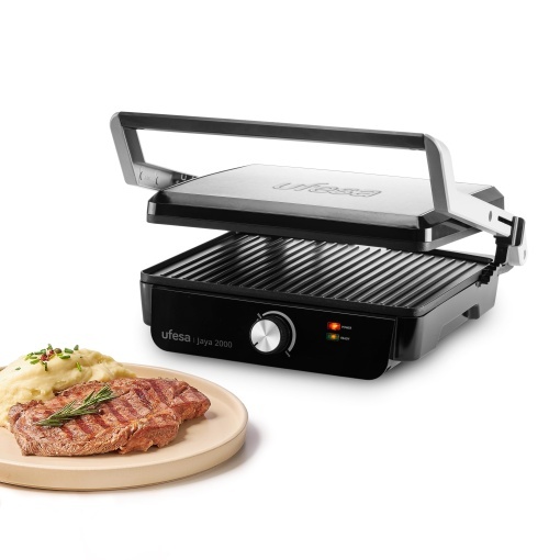 Grill electric Ufesa Jaya 2000W cu placi antiaderente si deschidere 180deg