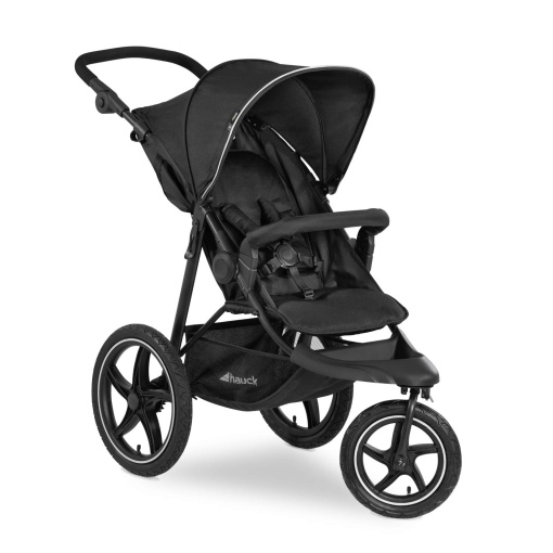 hauck Runner 2 Negru - Carucior tricicleta robust cu roti pneumatice XL suspensie protectie UV 50 fereastra din plasa XL glisor reglabil cu functie de