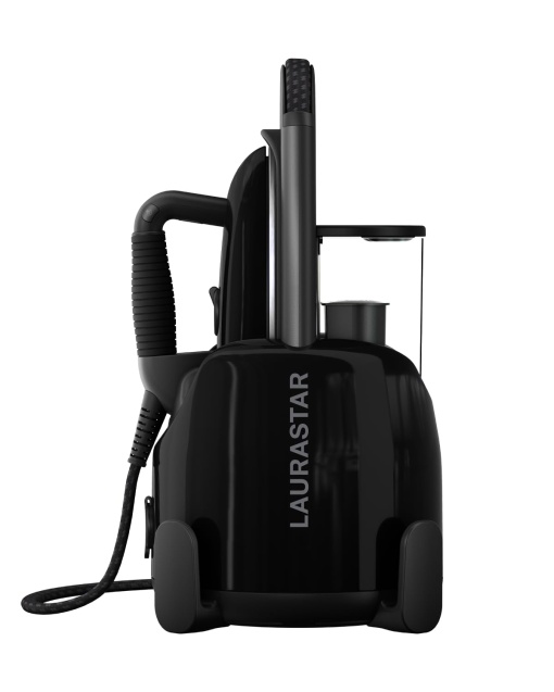 Laurastar Lift Plus Ultimate Black, Statie de calcat 3 in 1 care increteste, calca si curata hainele, Abur igienic, Infasurare automata a cablului, Talpa din aluminiu 3D, Calcat vertical