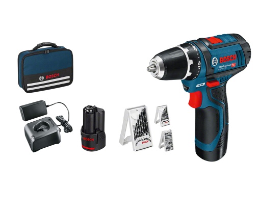 Masina de gaurit/insurubat cu acumulator Bosch Professional 12V System GSR 12V-15 (inclusiv 2x GBA 2.0Ah, incarcator, set de accesorii de 39 de piese, geanta de scule) - Exclusiv Amazon