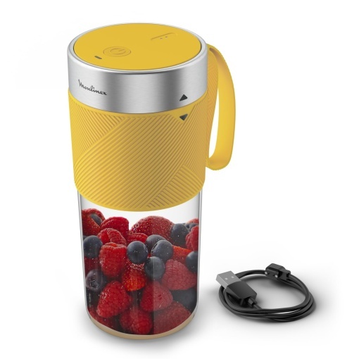Moulinex Lightmix LM1C0210 Blender portabil cu suport 300 ml Puternic Reincarcabil Galben