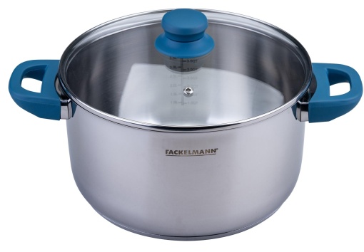 Oala Fackelmann Essential 24 cm Otel Inoxidabil Manere Softtouch Albastra