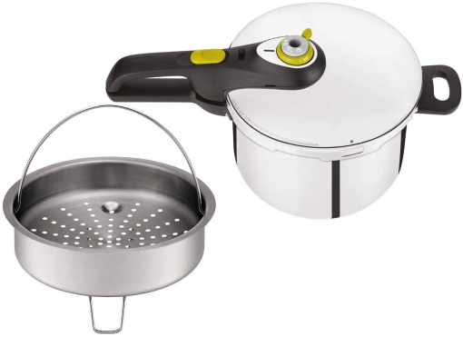 Oala sub presiune Tefal P2530738 Secure 5 Neo 22 cm, 6 L, inclusiv insertie pentru cos, otel inoxidabil