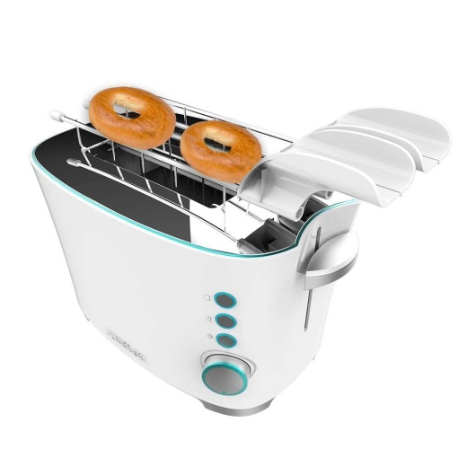 Prajitor de paine vertical Cecotec Toast & Button Double W, 650W, Slot dublu lat pentru 2 paine prajite, Curatare usoara, Oprire automata si functie pop-up, Inclusiv clesti de indepartare, Tava pentru firimituri